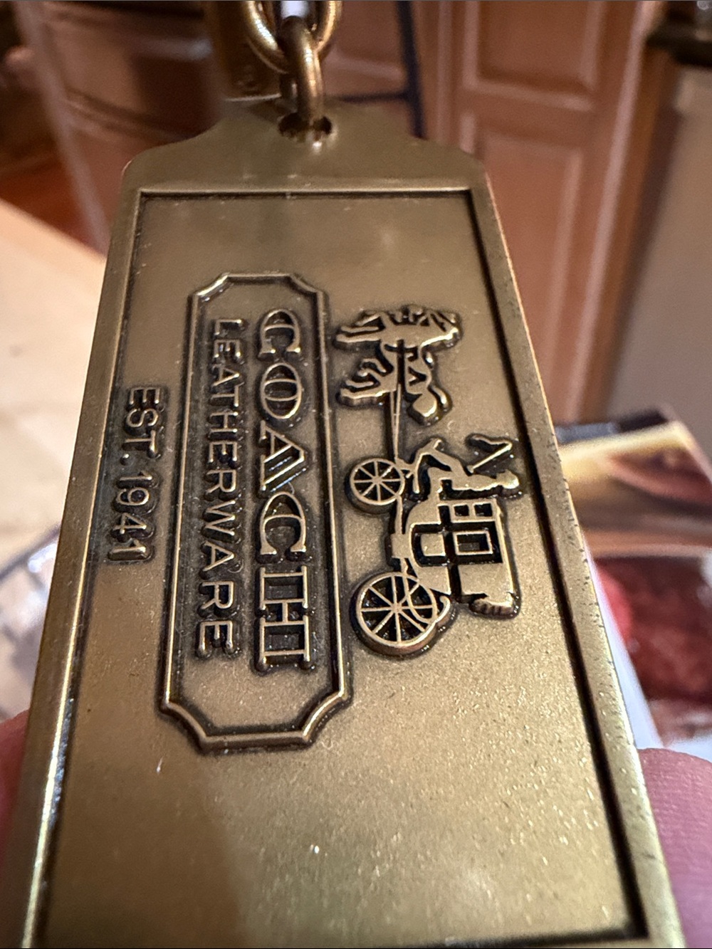 Coach Vintage Y2K Horse and Carriage Brass Keychain Fob - Picture 12 of 12